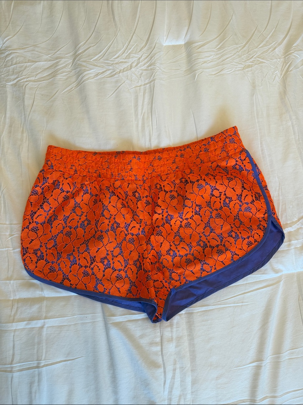 Women’s Orange Lace Overlay Shorts Vera Wang